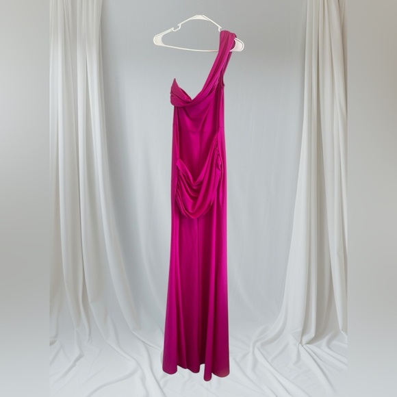 Fashion Nova fuchsia One Shoulder Ruched Gown - Picture 3 of 5